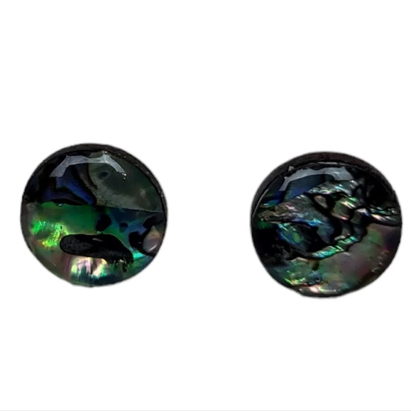 Abalone Cabochons Stud Earrings - Picture 1 of 2